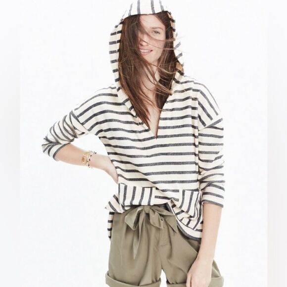 Madewell Striped Context Hoodie Small - Picture 6 of 8